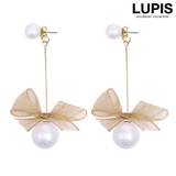 コットンパール×リボンバックキャッチピアス | LUPIS | 詳細画像1 