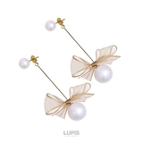 コットンパール×リボンバックキャッチピアス | LUPIS | 詳細画像2 