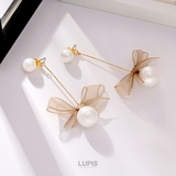 コットンパール×リボンバックキャッチピアス | LUPIS | 詳細画像4 
