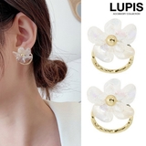 クリアフラワー×オーバルバックキャッチピアス  | LUPIS | 詳細画像1 