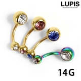 ゴールドジュエルバナナバーベルボディピアス へそピアス | LUPIS | 詳細画像1