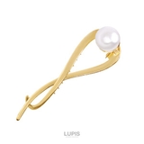 ゴールド | 一粒パール×ウェーブラインメタルバナナクリップ【ヘアアクセサリー】 | LUPIS