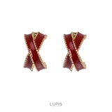 レッド | クロスリボンプチフープピアス【S925ポスト 小ぶり】 | LUPIS