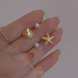 【S925ポスト】シェル×スターフィッシュ×パールセットピアス | LUPIS | 詳細画像2 