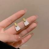 【S925ポスト】トラペゾイドマーブルピアス | LUPIS | 詳細画像2 