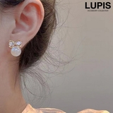 【S925ポスト】リボン×オーロラパールピアス | LUPIS | 詳細画像1