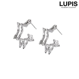 【S925ポスト】ダブルラインスターフープピアス | LUPIS | 詳細画像1 