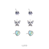【S925ポスト】バタフライ×ハート×ストーンピアスセット | LUPIS | 詳細画像2