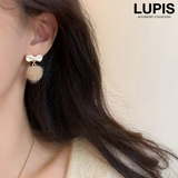 【S925ポスト】マットリボン×ファーボールピアス | LUPIS | 詳細画像1