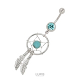 ブルー | 【14G】サークル&リーフジュエルバナナバーベルボディピアス へそピアス 【サー… | LUPIS