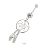 ホワイト | 【14G】サークル&リーフジュエルバナナバーベルボディピアス へそピアス 【サー… | LUPIS