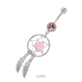 ピンク | 【14G】サークル&リーフジュエルバナナバーベルボディピアス へそピアス 【サー… | LUPIS