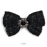 ブラック | ツイードリボンバレッタ【ヘアアクセサリー バレッタ ツイード | LUPIS