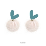 アイボリー | ハート×ファーボールピアス | LUPIS