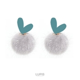 グレー | ハート×ファーボールピアス | LUPIS