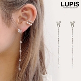 バタフライ×ビーズチェーンバックキャッチピアス 【シルバー925ポスト S925… | LUPIS | 詳細画像1 