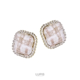 ツイードスクエアボタンピアス【S925ポスト】 | LUPIS | 詳細画像3 