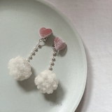 ハート×ポンポンパールチェーンイヤリング | LUPIS | 詳細画像6 