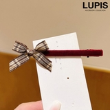 チェック柄リボンベロア調ヘアクリップ | LUPIS | 詳細画像1 