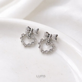 【S925ポスト】メタルリボン×キラキラハートピアス | LUPIS | 詳細画像2