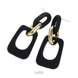 ブラック | 【S925ポスト】マット×メタルBIGチェーンピアス | LUPIS