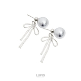 【S925ポスト】グレーパール×リボンバックキャッチピアス | LUPIS | 詳細画像3 