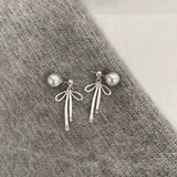 【S925ポスト】グレーパール×リボンバックキャッチピアス | LUPIS | 詳細画像4 