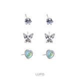 【S925ポスト】バタフライ×ハート×ストーンピアスセット | LUPIS | 詳細画像2 
