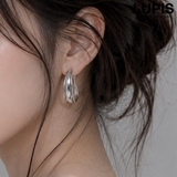 【S925ポスト】カットデザイントリプルラインフープピアス | LUPIS | 詳細画像1