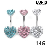 【14G】ハートパヴェバナナバーベルボディピアス・へそピアス | LUPIS | 詳細画像1