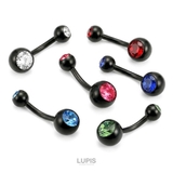 【14G】ブラックジュエルバナナバーベルボディピアス・へそピアス | LUPIS | 詳細画像2
