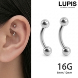 【16G】シルバーシンプルバナナバーベルボディピアス・へそピアス | LUPIS | 詳細画像1 