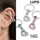 【16G】ハートチャームキャプティブジュエルビーズリングボディピアス | LUPIS | 詳細画像1