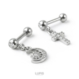 【16G】クロス×ムーンストレートバーベルボディピアス | LUPIS | 詳細画像2