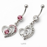 【14G】2連オープンハート&ジュエルバナナバーベルボディピアス・へそピアス | LUPIS | 詳細画像2