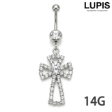 【14G】クロスパヴェ&ジュエルバナナバーベルボディピアス・へそピアス | LUPIS | 詳細画像1