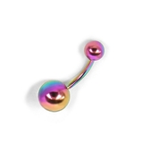 レインボー | 【14G】シンプルカラーバナナバーベルボディピアス へそピアス | LUPIS