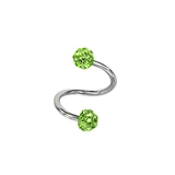 グリーン | 【16G】カラーパヴェスパイラルバーベルボディピアス | LUPIS