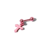 ピンク | 【16G・18G】クロスチャームストレートバーベルボディピアス | LUPIS