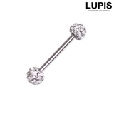 シルバー | 【14G】パヴェボールストレートバーベルボディピアス | LUPIS