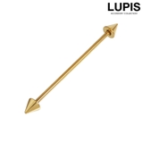ゴールド | 【14G】コーンヘッドインダストリアルロングバーベルボディピアス | LUPIS