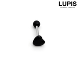 ブラック | 【14G】ぷっくりハートストレートバーベルボディピアス | LUPIS