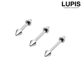 シルバー | 【16G】ダブルコーンストレートバーベルボディピアス | LUPIS