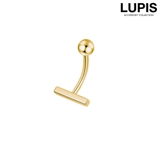ゴールド | 【14G】スクエアバーバナナバーベルボディピアス・へそピアス | LUPIS