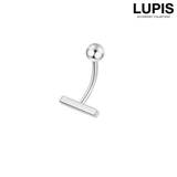シルバー | 【14G】スクエアバーバナナバーベルボディピアス・へそピアス | LUPIS