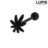 ブラック | 【14G】リーフロングストレートバーベルボディピアス | LUPIS