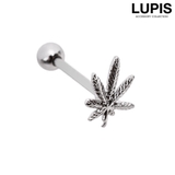 シルバー | 【14G】リーフロングストレートバーベルボディピアス | LUPIS