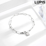 シルバー | スクエアチャームメタルチェーンブレスレット | LUPIS