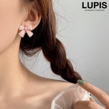 ピンク | マットカラーリボンイヤリング【ネジバネ式】 | LUPIS