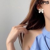 ホワイト | マットカラーリボンイヤリング【クリップ式】 | LUPIS